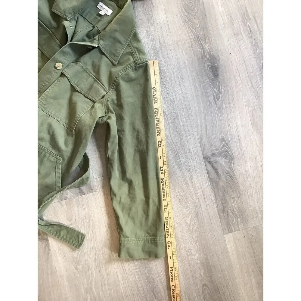 Free Assembly‎ Women's Button Front Belted Utility Jacket Olive Green Size 2XL